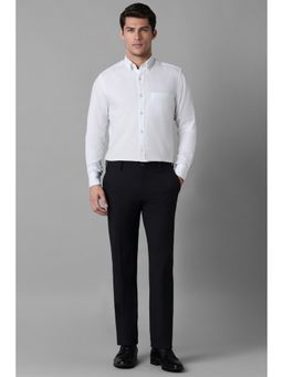 Louis Philippe - Men Black Regular Fit Check Flat Front Formal Trousers