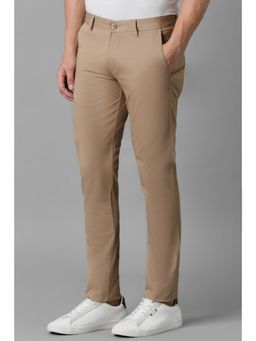 Louis Philippe - Men Brown Super Regular Fit Solid Flat Front Casual Trousers