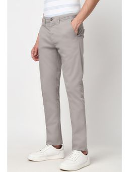 Peter England - Men Grey Solid Super Regular Fit Trousers