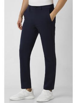 Van Heusen - Men Navy Solid Slim Fit Trousers
