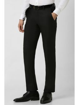 Van Heusen - Men Black Solid Slim Fit Trousers