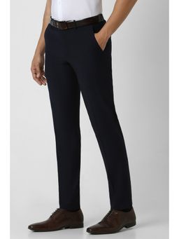 Van Heusen - Men Navy Solid Slim Fit Trousers