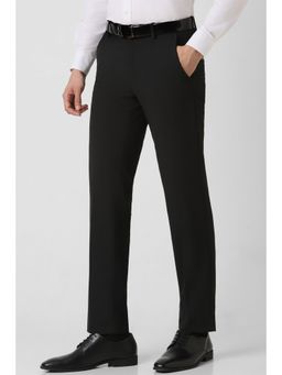 Van Heusen - Men Black Solid Slim Fit Trousers