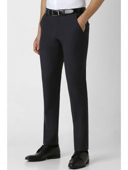 Van Heusen - Men Navy Solid Slim Fit Trousers