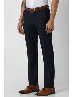 Van Heusen - Men Navy Solid Slim Fit Trousers