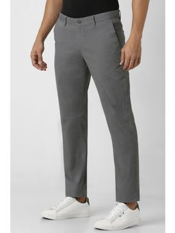 Van Heusen - Men Grey Textured Slim Fit Trousers