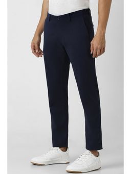 Van Heusen - Men Navy Solid Slim Fit Trousers