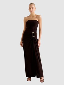 Forever New - Keely Strapless Jersey Brown Maxi Dress
