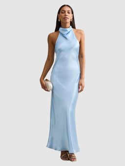 Forever New - Clementine Satin Blue Maxi Dress