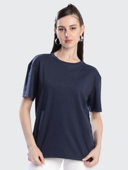 Bene Kleed - Women Solid Pure Cotton Oversized T-shirt