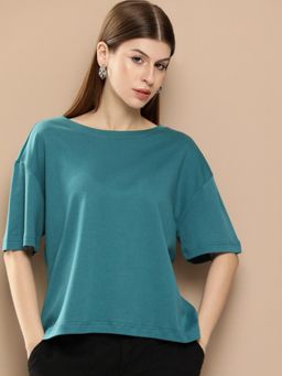 Bene Kleed - Women Solid Pure Cotton Oversized T-shirt