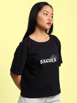 Bene Kleed - Women Floral Printed Round Neck Cotton Boxy T-shirt