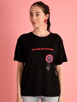 Bene Kleed - Women Round Neck Cotton Oversized T-shirt