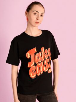 Bene Kleed - Women Typography Cotton Oversized T-shirt