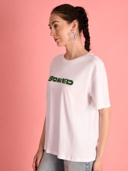 Bene Kleed - Women Typography Round Neck Cotton Oversized T-shirt