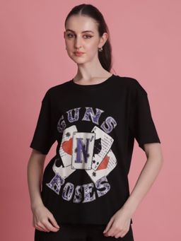 Bene Kleed - Women Graphic Printed Round Neck Cotton T-shirt