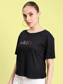 Bene Kleed - Women Graphic Printed Round Neck Cotton Boxy T-shirt