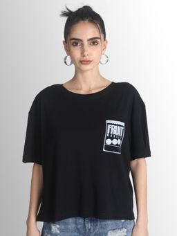 Bene Kleed - Women Graphic Printed Round Neck Cotton Boxy T-shirt