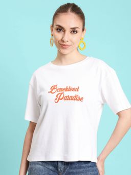 Bene Kleed - Women Round Neck Cotton Boxy T-Shirt