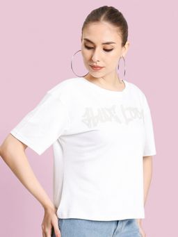 Bene Kleed - Women Graphic Round Neck Cotton Boxy T-shirt