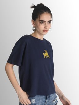 Bene Kleed - Women Graphic Printed Round Neck Cotton Boxy T-shirt