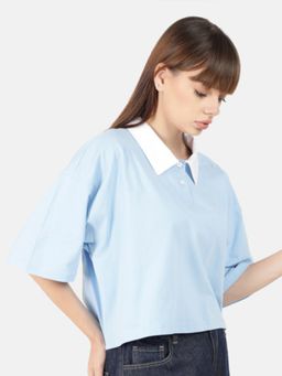 Bene Kleed - Women Contrast Oversized Polo T-shirt