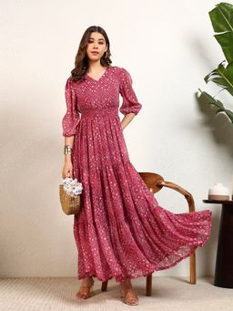 Deebaco - V-Neck Tiered Women Maxi Dress