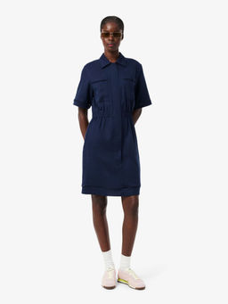 Lacoste - Fluid Linen Blend Shirt Mini Dress
