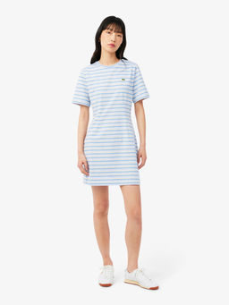 Lacoste - Striped Cotton T-Shirt Mini Dress