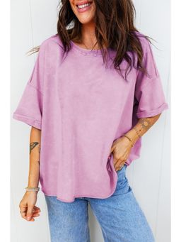 Errabelly - Lavender Mineral Wash Raw Edge Loose T-Shirt