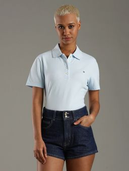 Tommy Hilfiger - Solid Slim Fit Cotton Blue Polo T-Shirt