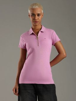 Tommy Hilfiger - Solid Slim Fit Cotton Pink Polo T-Shirt