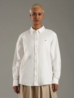 Tommy Hilfiger - Solid Relaxed Fit Linen White Shirt