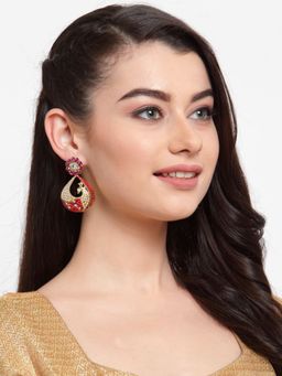 Anika's Creations - Anika's Creation Elegant Peacock Design Meenakari Chandbali Earrings