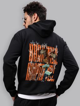 Mad Over Print - Cotton Printed Black Born Wild Hoodie