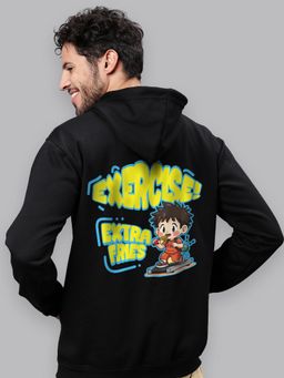 Mad Over Print - Cotton Printed Black Exercise Hoodie