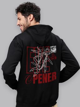 Mad Over Print - Cotton Printed Black Eye Opener Hoodie