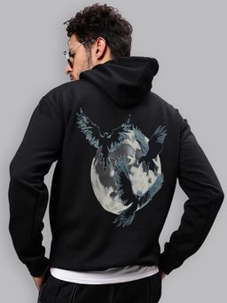 Mad Over Print - Cotton Printed Black Midnight Hoodie