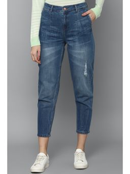 Allen Solly - Blue Solid-Plain Bottoms Pants and Trousers