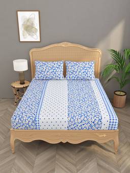 House of Gulab - Blue House Of Gulab 100% Cotton Double Bedsheet