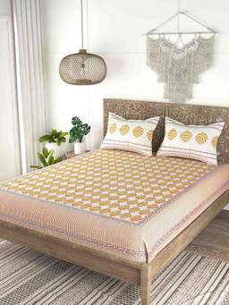 House of Gulab - Multi-Color Cotton Double King Bedsheet With 2 Pillow Covers