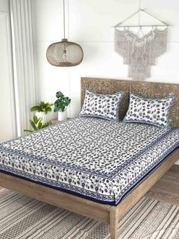 House of Gulab - Multi-Color Cotton Double King Bedsheet With 2 Pillow Covers