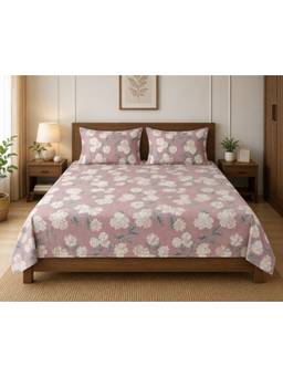 House of Gulab - Pink Bedsheet Value Gift Box | 1 Double Bedsheet and 2 Pillow Covers