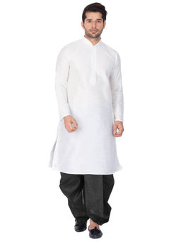 Vastramay - by Vastramay Men White Silk Blend Kurta and Dhoti (Set of 2)