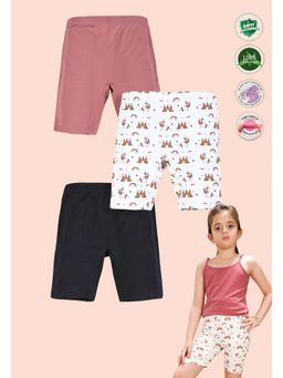 TRESNOVA - Kids Girls Cotton Lycra Antimicrobial Unicorn Cycling Shorts (Pack of 3)