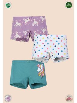 TRESNOVA - Kids Girls Cotton lycra Anti-Microbial Unicorn Boxer Briefs (Pack of 3)