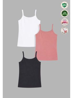 TRESNOVA - Kids Girls Cotton Lycra Anti-Microbial Solid Camisoles (Pack of 3)