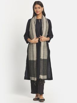 Fabindia - Grey Cotton Silk Woven Dupatta