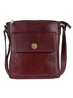 HiLEDER - Pure Leather Messenger 9 Inch Sling Cross Body Bag For Men Women Brown