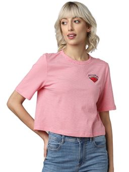 ONLY - Cropped Stripe Tee With Embroidered Patch